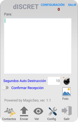 Captura de la aplicación dISCRET